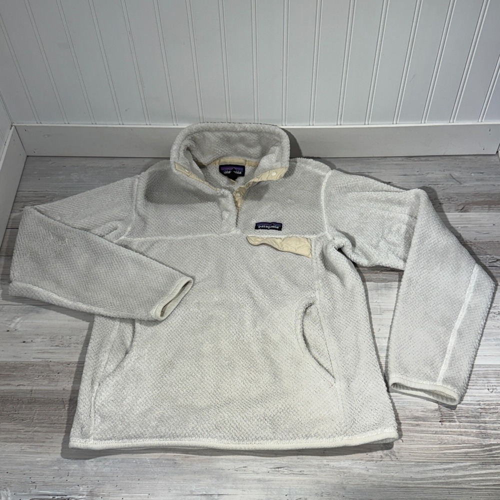 Patagonia Ivory White Re-Tool Snap-T Fleece Pullover Jacket‎ Women's Sz S
